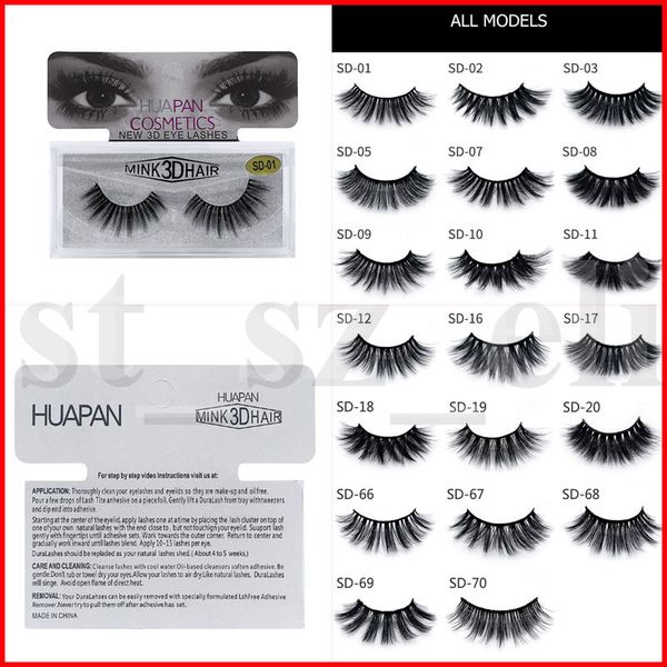 

huapan 3d mink eyelashes eyelashes messy eye lash extension eyelash full strip eye lashes 17 styles