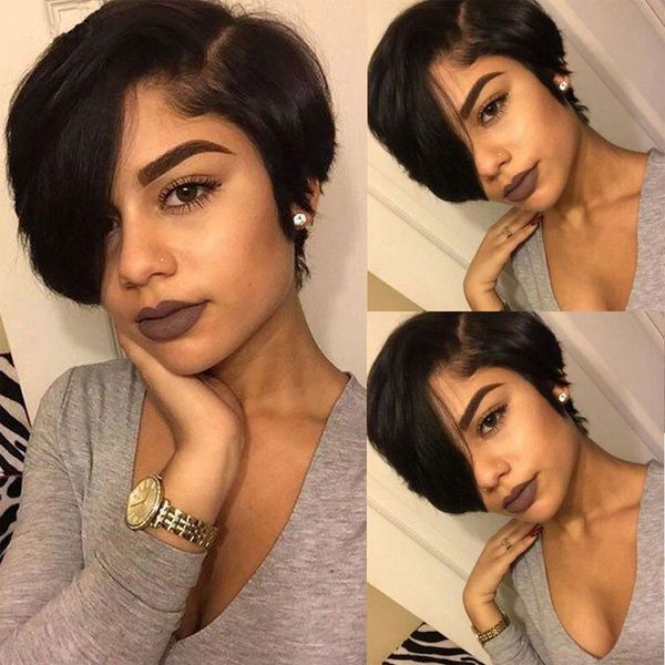 Pixie Cut Wig 13x4 Lace Front Short Bob Wig Natural Brazilian Remy Human Hair Pixie Wig For Black Women