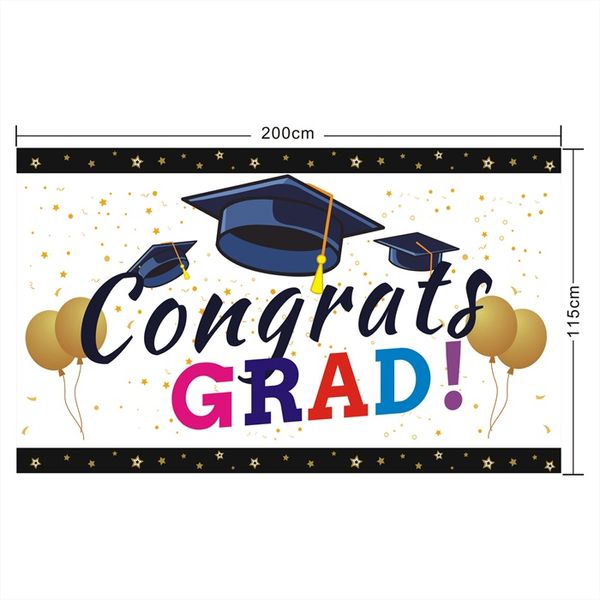 2020 Congraty Grad Flag, 200x150cm Happy Graduation Flag, Outdoor Indoor Hängende Werbung Polyesterstoff, kostenloser Versand