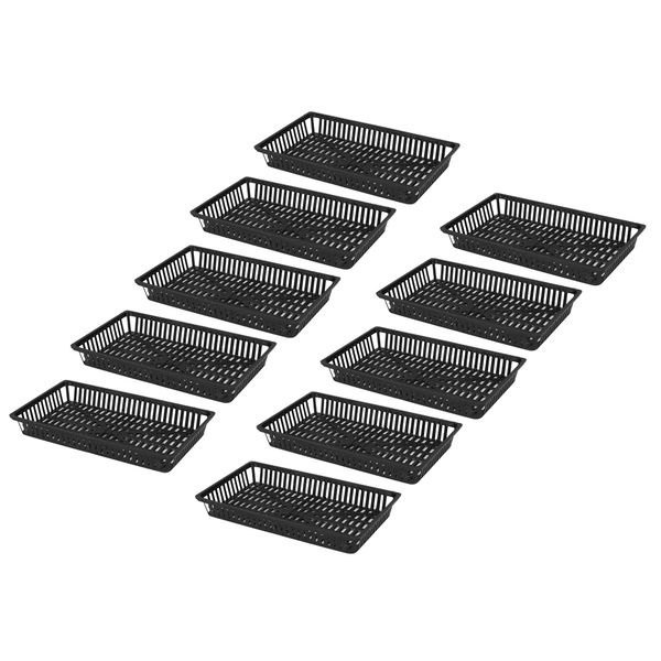

10x convenient rectangle plastic aquatic pond water plant basket black