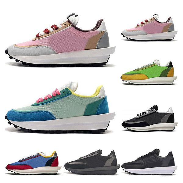 

sacai ldv waffle running shoes mens womens black white grey pine green gusto varsity blue mens trainers fashion sports sneakers