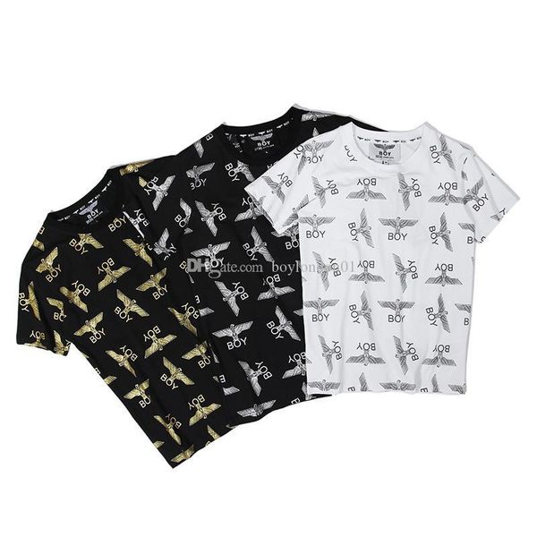 

boy london designer t shirt hip hop boy london men women t shirt short sleeves fashion eagle logo tees size m-2xl, White;black
