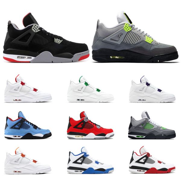

air retro jordan 4 мужчины баскетбольной обуви 4 и 4s разводят неон альтернативный красный зеленый фиолетовый оранжевый металлик мотоспорт с, White;red