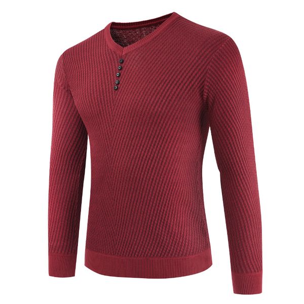 

men's autumn sweater new long-sleeved sweater v-neck 5 buttons, White;black