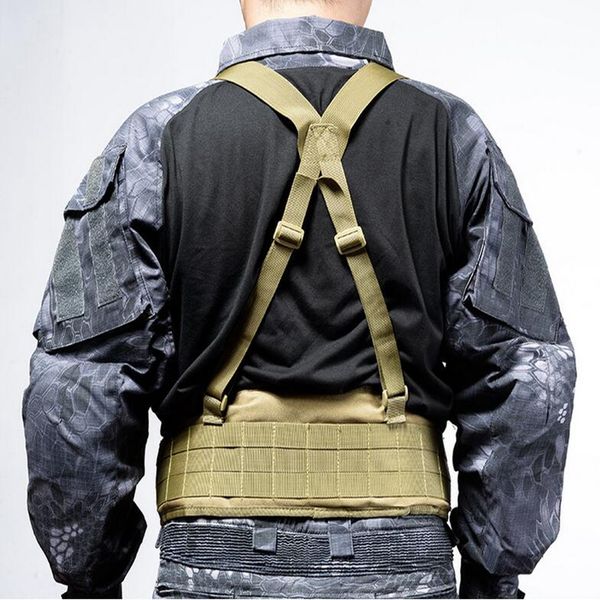 

new tactical molle belt men's combat girdle h-shaped army special waist belt convenient adjustable soft padded, Black;gray