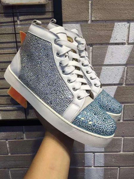 

designer casual shoes womens men sneakers spikes crystal pink flats shoes red bottom shoes party wedding lovers genuine leather sneakers d09, Black