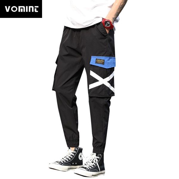 

vomint мужская уличная одежда брюки-карго 2020 опрятный стиль повседневные бегуны брюки комбинезоны черные моды мешковатые карманы брюки, Black