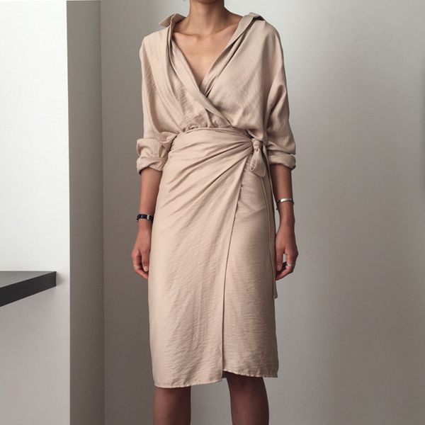 

neck solid color loose women dress gift long sleeve summer popular s  l elegant party clubwear sale new durable, Black;gray