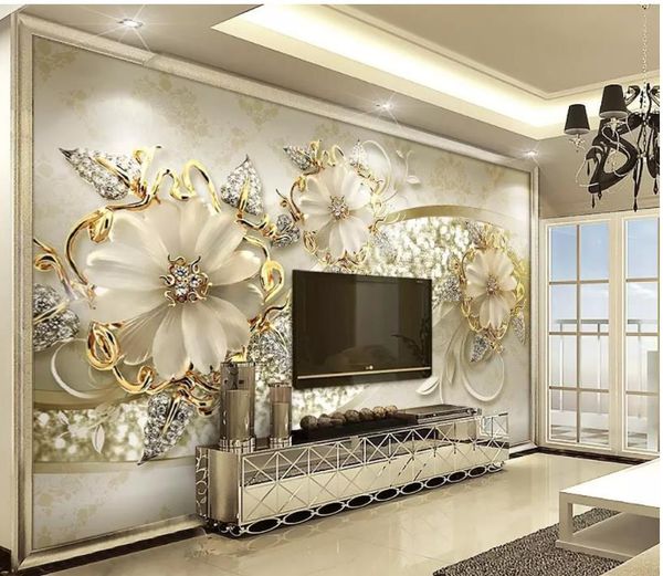 

классические обои для рабочего стола роскошные золотые 3d стерео европейский образец ювелирных изделий тв фоне стены
