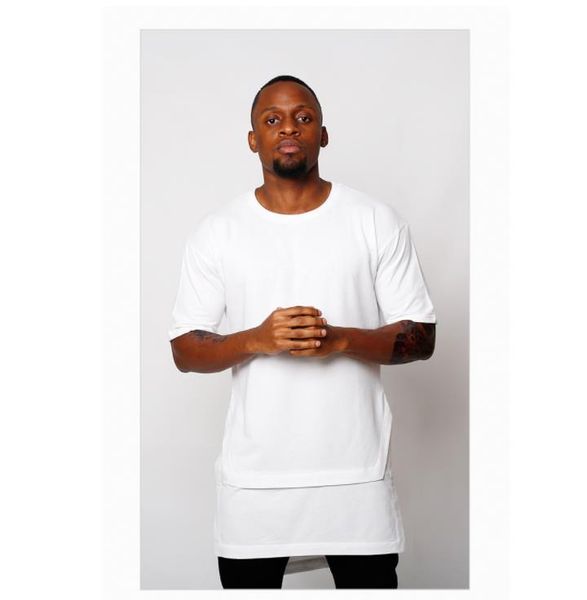

поддельный 2pcs мужские футболки мода лето hiphop коротким рукавом тройники длинные белый черный tops, White;black