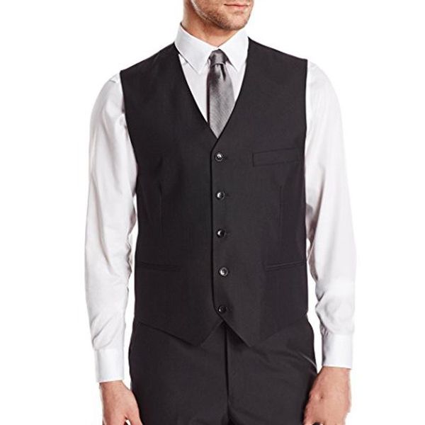 

2019 new black men suit groom vests casual sleeveless wedding groomsmen v neck business men suit vest foviva style