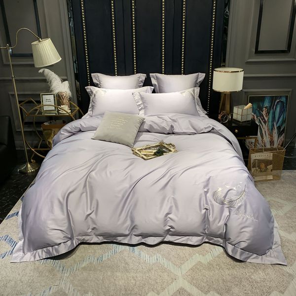 Queen King Size Bedding Set Birds Feathers 100 Egyptian Cotton