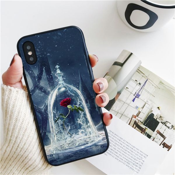 

capa luxury glass rose cover для iphone 11 pro xs max xr case для iphone 8 7 6s plus 5s se case мягкая силиконовая крышка