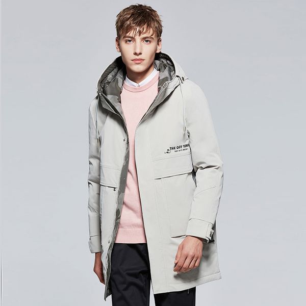 

men's down & parkas men winter outdoor long warm white duck jacket fashion casual big hat thicken hooded jackets coats, Black