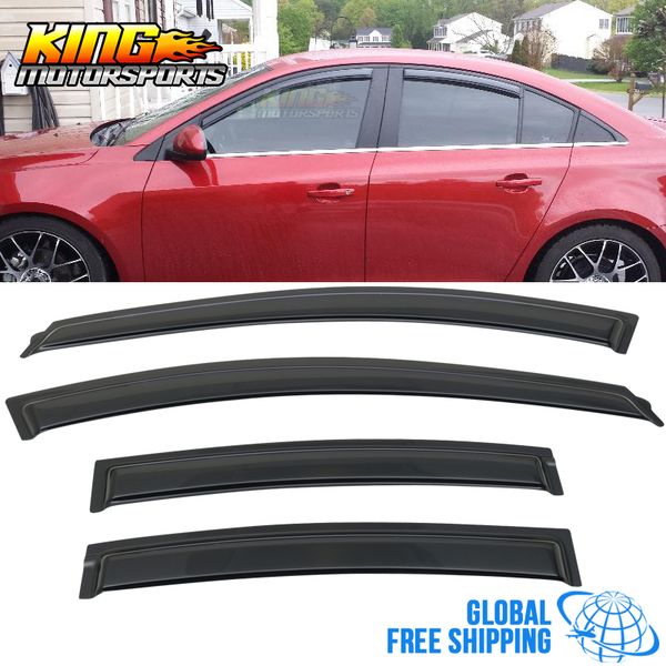 

fits 11-15 chevy cruze acrylic window visors 4pc set global ing