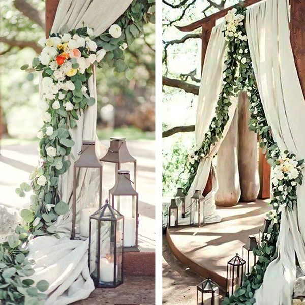 

3 packs aartificial eucalyptus garland artificial vines faux silver dollar eucalyptus plants for wedding party home decoration