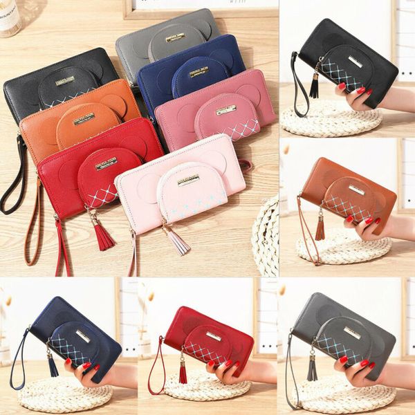 

women ladies leather wallet long zip purse card phone holder case clutch handbag