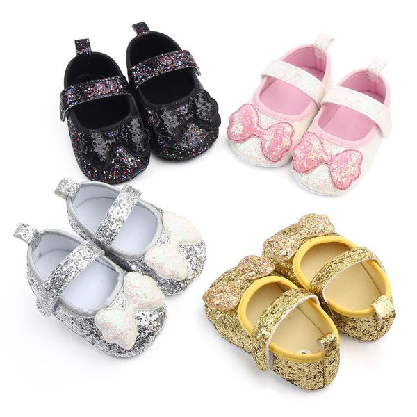 

baby girl shoes solid color sequins bowknot anti slip flat princess shoes prewalker sneakers baby first walkers for girls
