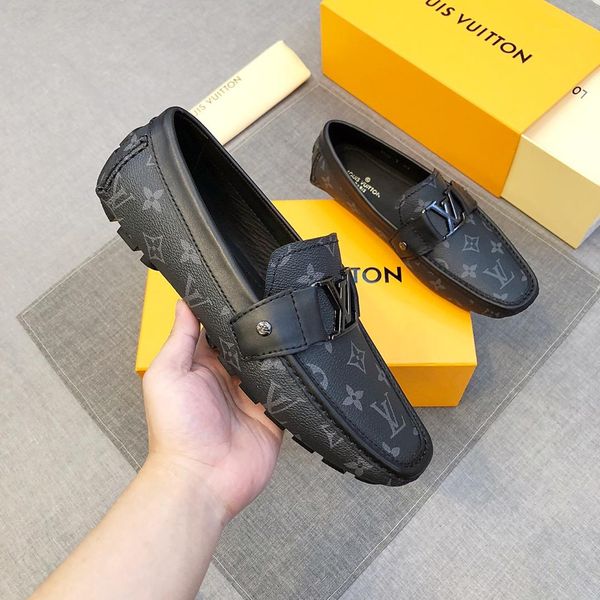

new style luxury men's formal business shoes fashion design brand classic retro pattern soft outsole casual office hres, Black
