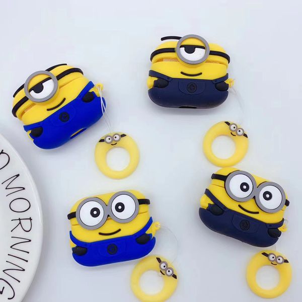 

cute 3d cartoon minions earphone silicone case for apple airpods pro protective cover for airpods 3 charging box protector accessories