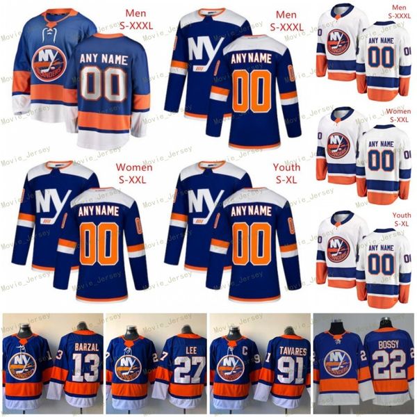 

custom name new york islanders 13 mathew barzal jerseys 27 anders lee 7 eberle 22 mike bossy josh bailey filppula smith trottier hockey, Black;red