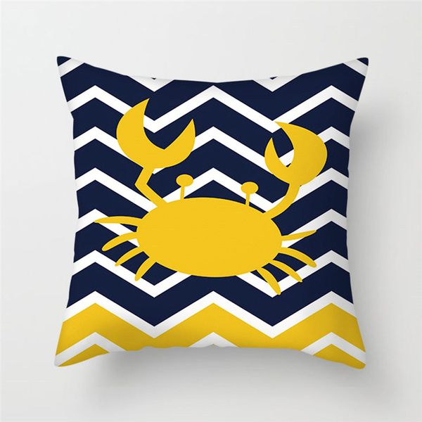 

fuwatacchi yellow print cushion covers cartoon crab mandala pillow cover for chair sofa car home decoration pillowcases 45x45cm