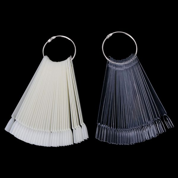 

30pcs/set 12.5cm false nail art tips nail polish display nails art palette color chart with ring clear/ white dropshipping, Red;gold