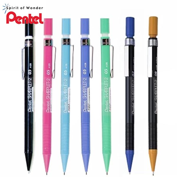 

9 pieces japan pentel a125 a127 a129 0.9mm drawing mechanical pencil with eraser high quality, Blue;orange