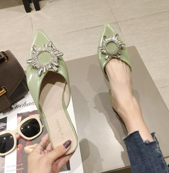 

shoes woman 2020 loafers low pointed toe slippers casual slipers women soft luxury flat new summer cover fashion microfiber, Black