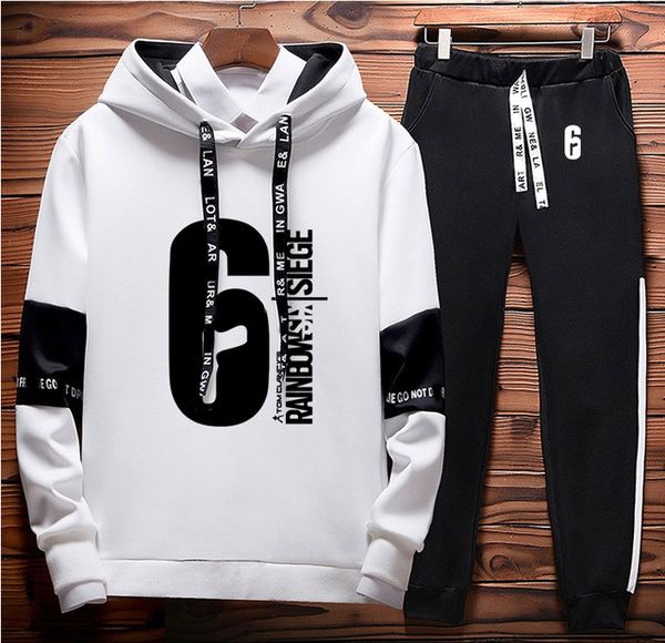 

радуга шесть осада толстовки мужские толстовки флис толстовка хип хоп костюмы мода повседневная мужская толстовки брюки костюм 2pcs sportwea