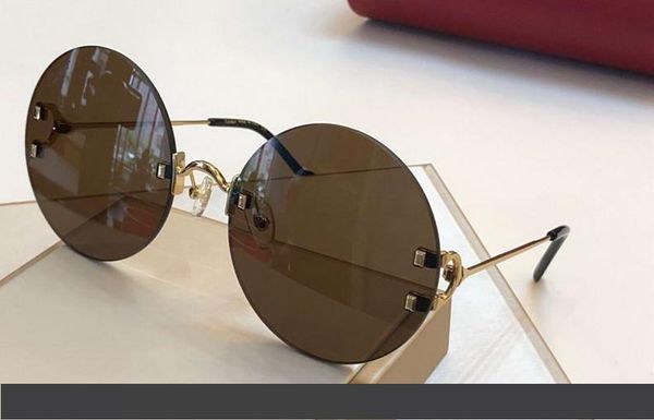 

0152 gold round sunglasses brown lenses frameless sun glassses ct0152s designer sunglasses shades new with box, White;black