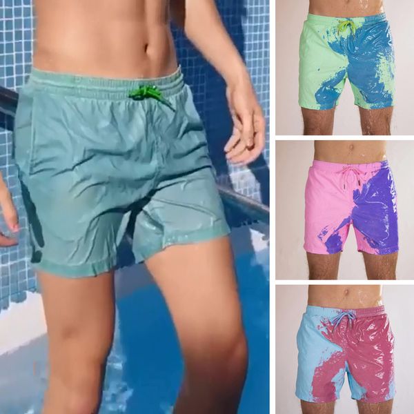 

color-changing beach shorts quick dry temperature sensitive shorts pants discoloration board swimming swimwear swimsuit