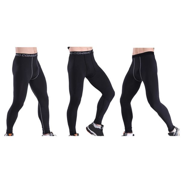 

mens fitness pants tight quick dry sports running workout leggings thj99, Black;blue