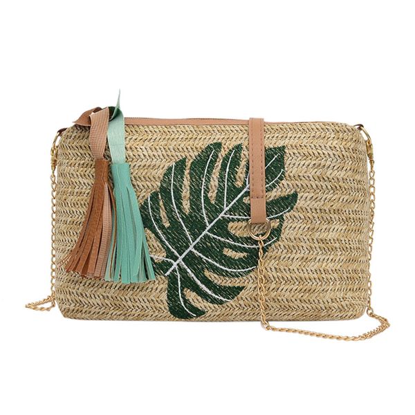 

fashion ladies straw bag tassel pineapple leaves woven wild messenger crossbody bags women single shoulder beach bag bolsas#h10