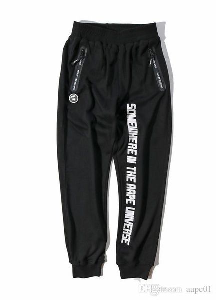 

new aape designer pants fashion brand mens panst new casual skateboard pants stylebeam foot trousers m-2xl, Black