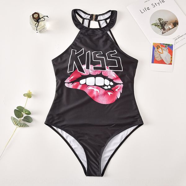 

2020 female lip one-piece 2020 female lip one-piece swimsuit swimsuit bikini bikini, White;black