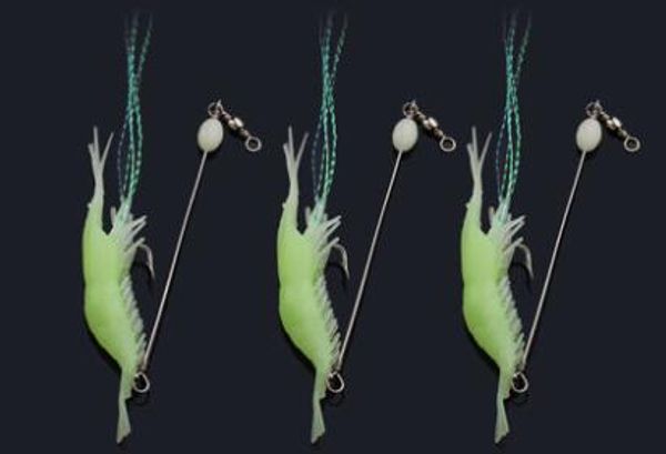 

#4444 luya soft luminous shrimp bionic fake bait 3pcs set luminous bait fishing squid blackfish bait