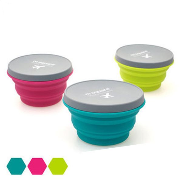 

outdoor creative portable silicone folding bowl picnic bowl rinse cup creative travel with cover microwave