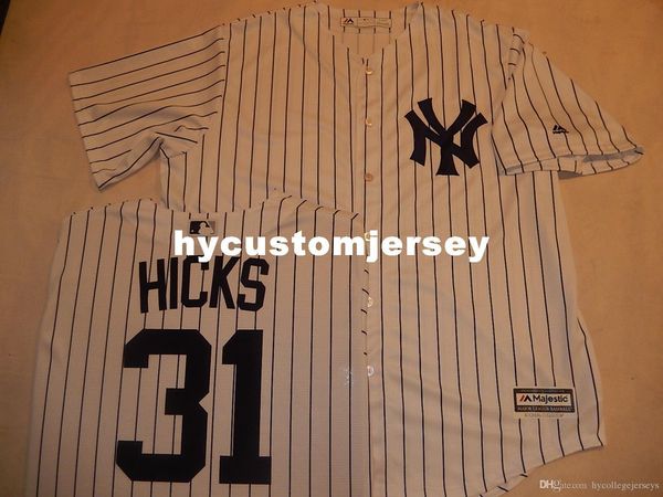 

custom new york #31 aaron hicks sewn cool base baseball jersey wht p/s new mens stitched jerseys big and tall size xs-6xl for sale, Black;blue