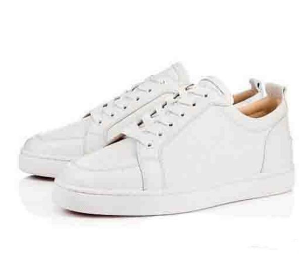 

original box] gift brand red bottom men sneakers low shoes rantulow junior flat men geunine leather white black outdoor trainer cu08
