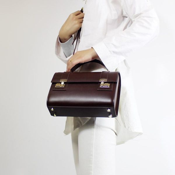 

designer's unique design vintage women black brown handbags lady cow leather messenger shoulder bag big brand style bags