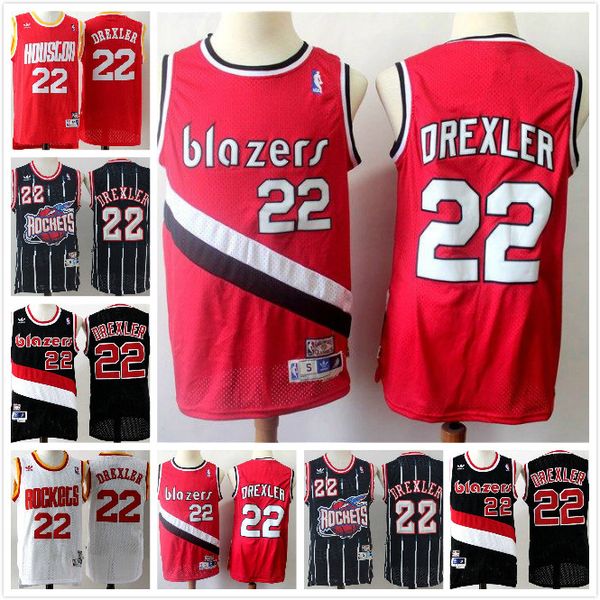 

mens houston rockets 22 clyde drexler nba portland trail blazers mitchell ness basketball hwc jersey classics shirts black