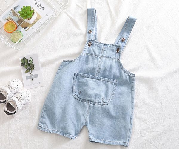 

75-100cm height new 2019 summer baby boys denim overall 1pc fashion style infant denim overall baby jumpsuit, Blue
