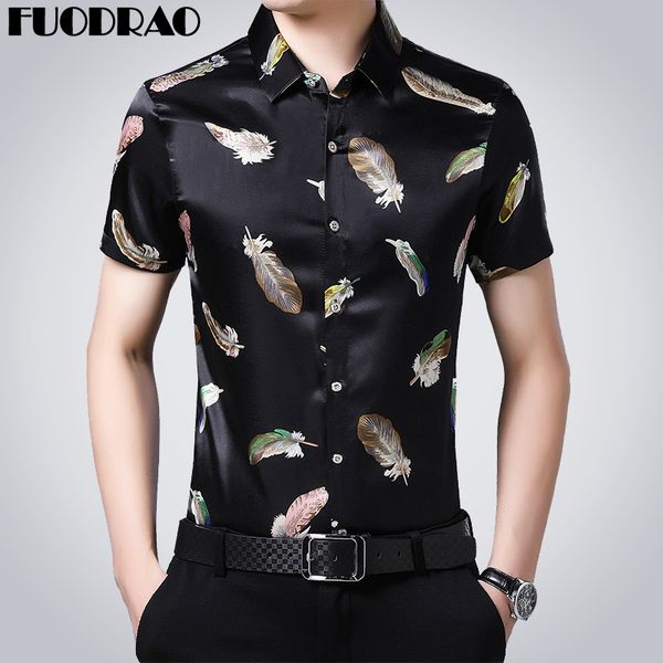 

men's casual shirts 2021 summer short sleeve shirt men slim fit fashion print dress camiseta masculina streetwear e078, White;black