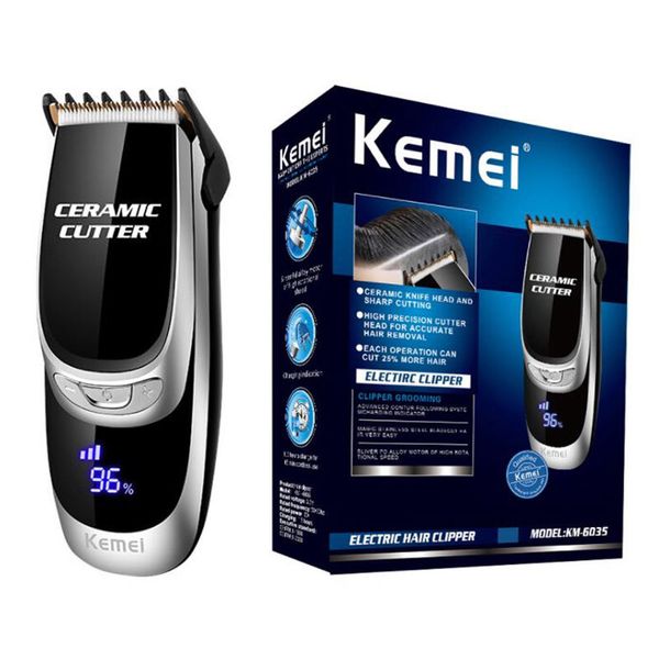 Kemei KM-6035 LCD Триммер Мужчин волос USB электрические портативные машинки для стрижки волос беспроводной резка Beard Razor Регулируемого керамического лезвие