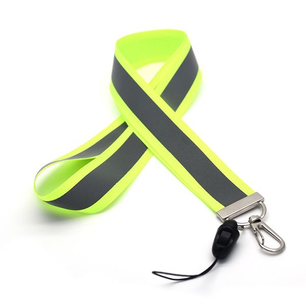 

30pcs/lot green reflection ribbon lanyards stripe phone lanyard key strap document badge hang rope customizable lanyards c138, Silver