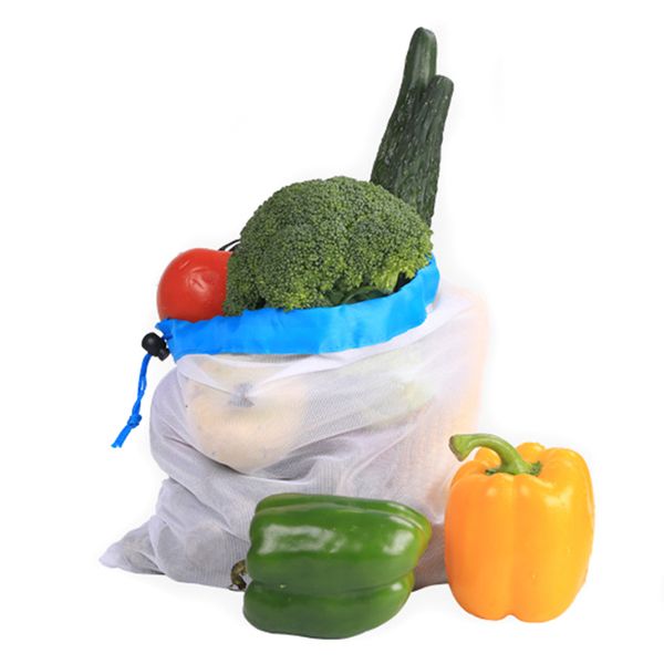 

3pcs reusable mesh grocery shopping produce bags vegetable fruit bags hand totes home storage pouch drawstring bag