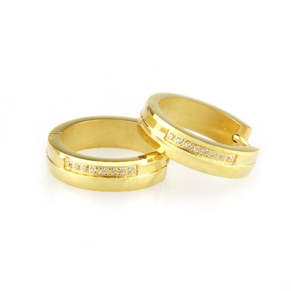 

2020 new fashion women earrings cz rhinestone one row crystal never fade color cool hoop earring wedding gift, Golden