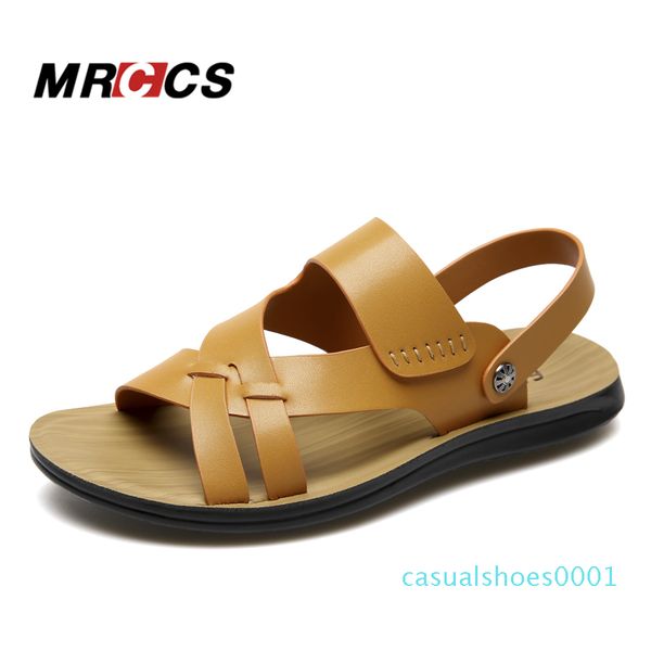 

mrccs new rome style light weight sandals,men summer daily beach shoes,male solid color leisure slipper c01, Black