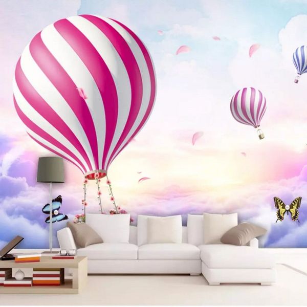 

dropship пользовательские обои дети спальня обои сказка приключения тема backdrop mural обои большой воздушный шар
